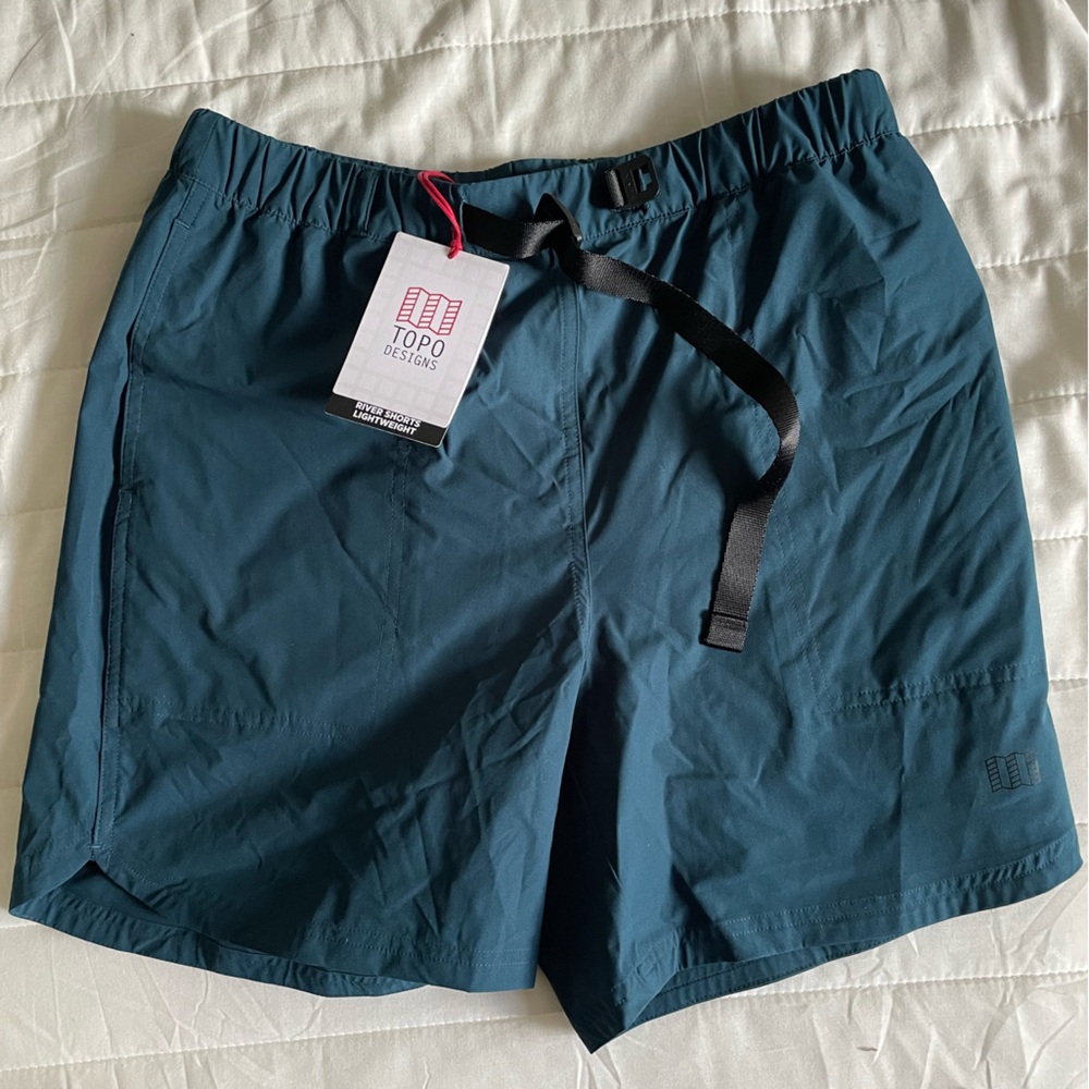 NWT Topo designs river shorts men’s L teal